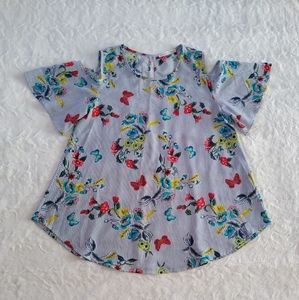 Chris & Carol Striped Butterfly & Floral Print Top